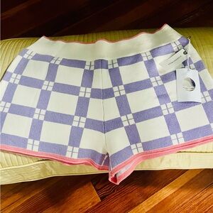 Stylish Purple and White Checkered Women Shorts
